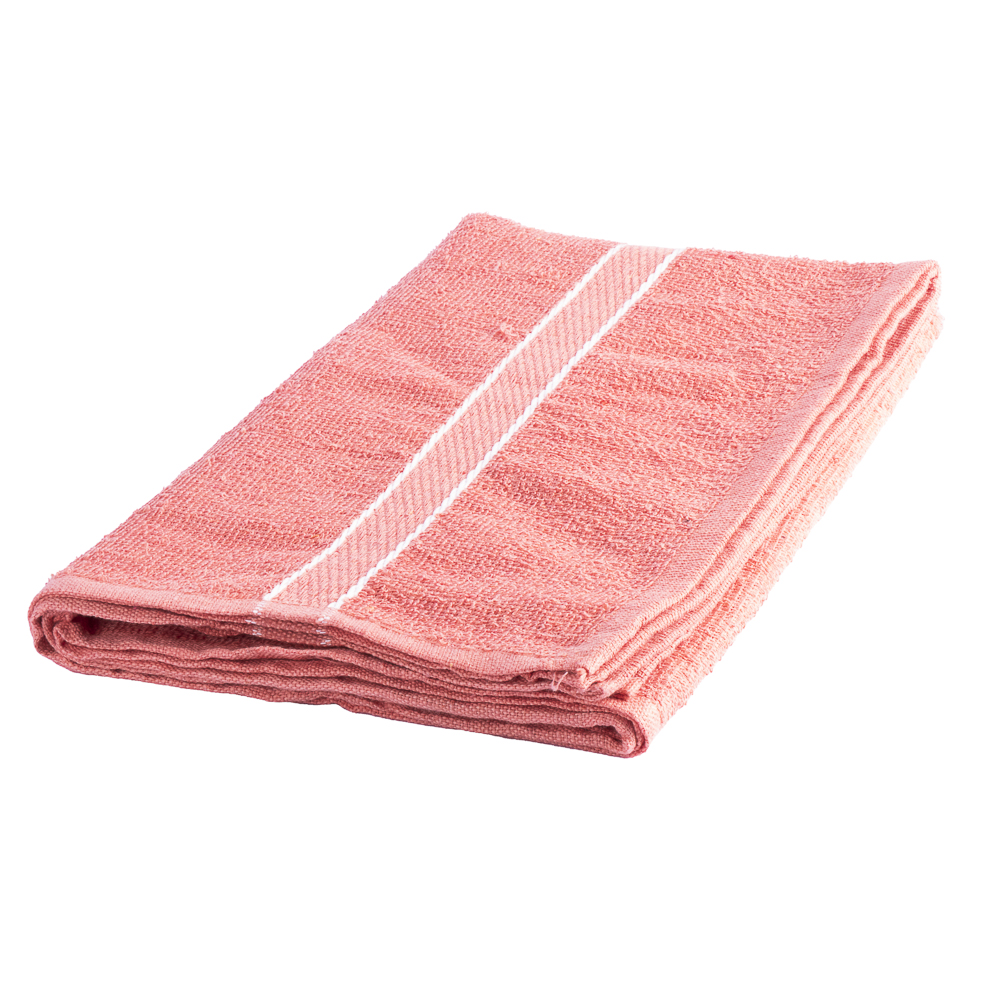Toalla baño lisa con detalle rayas 70x140cm coral