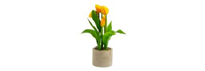 Planta artificial tulipanes con maceta cemento 