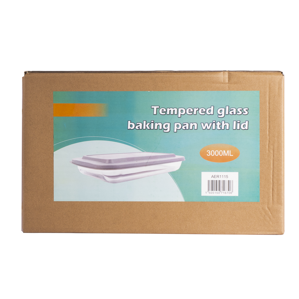 Refractario vidrio rectangular con tapa plástica 3000ml transparente