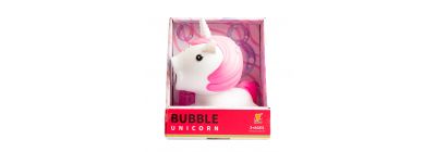 Burbujero plástico figura unicornio automático 19x14x10cm +3a