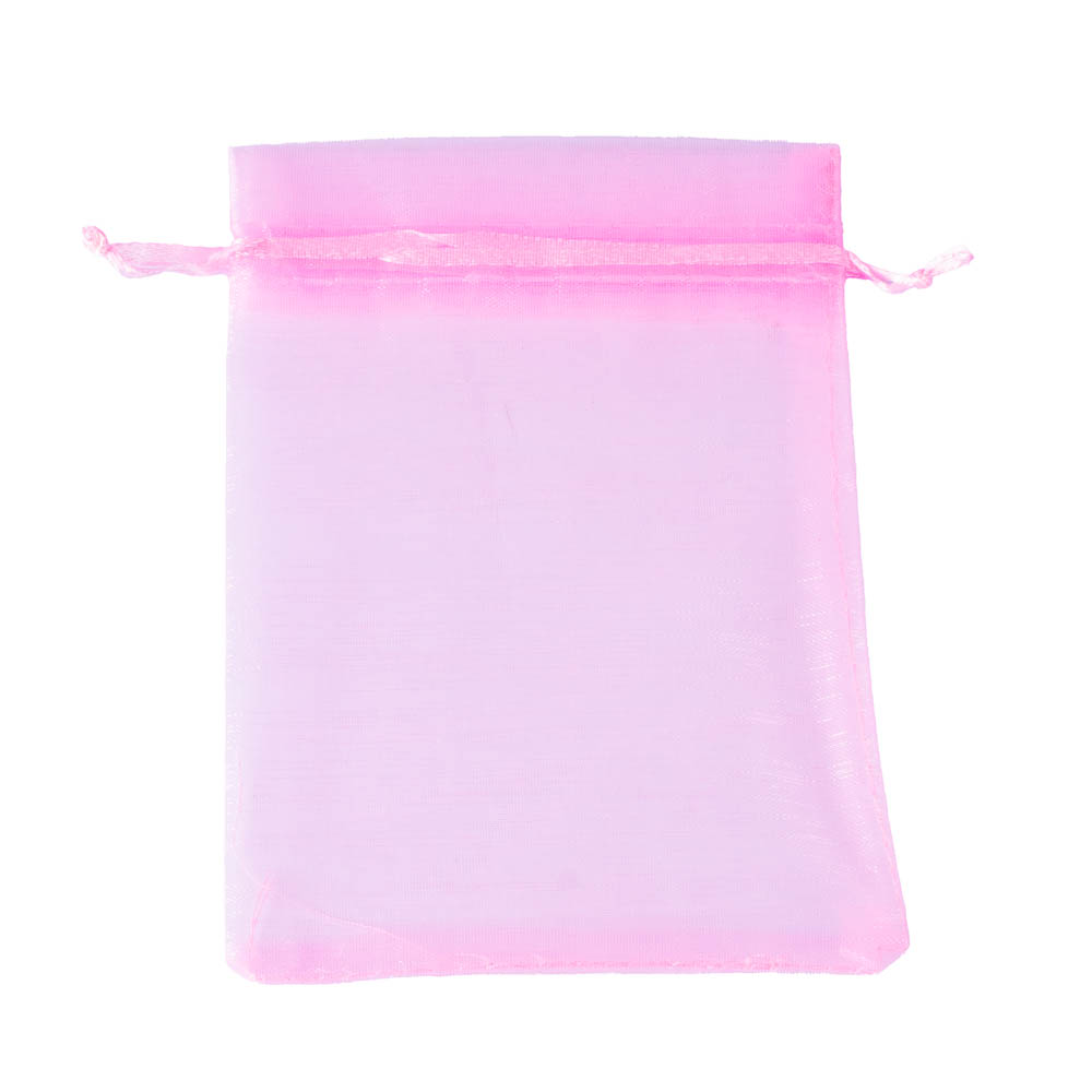 Bolsa organza 10x14cm 5und rosado