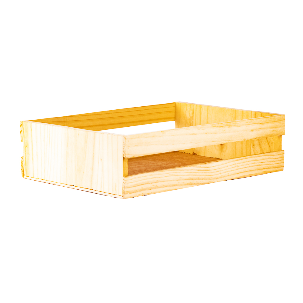 Caja madera rejas #5 baja para arreglos 35x26x9,5cm 590g natural