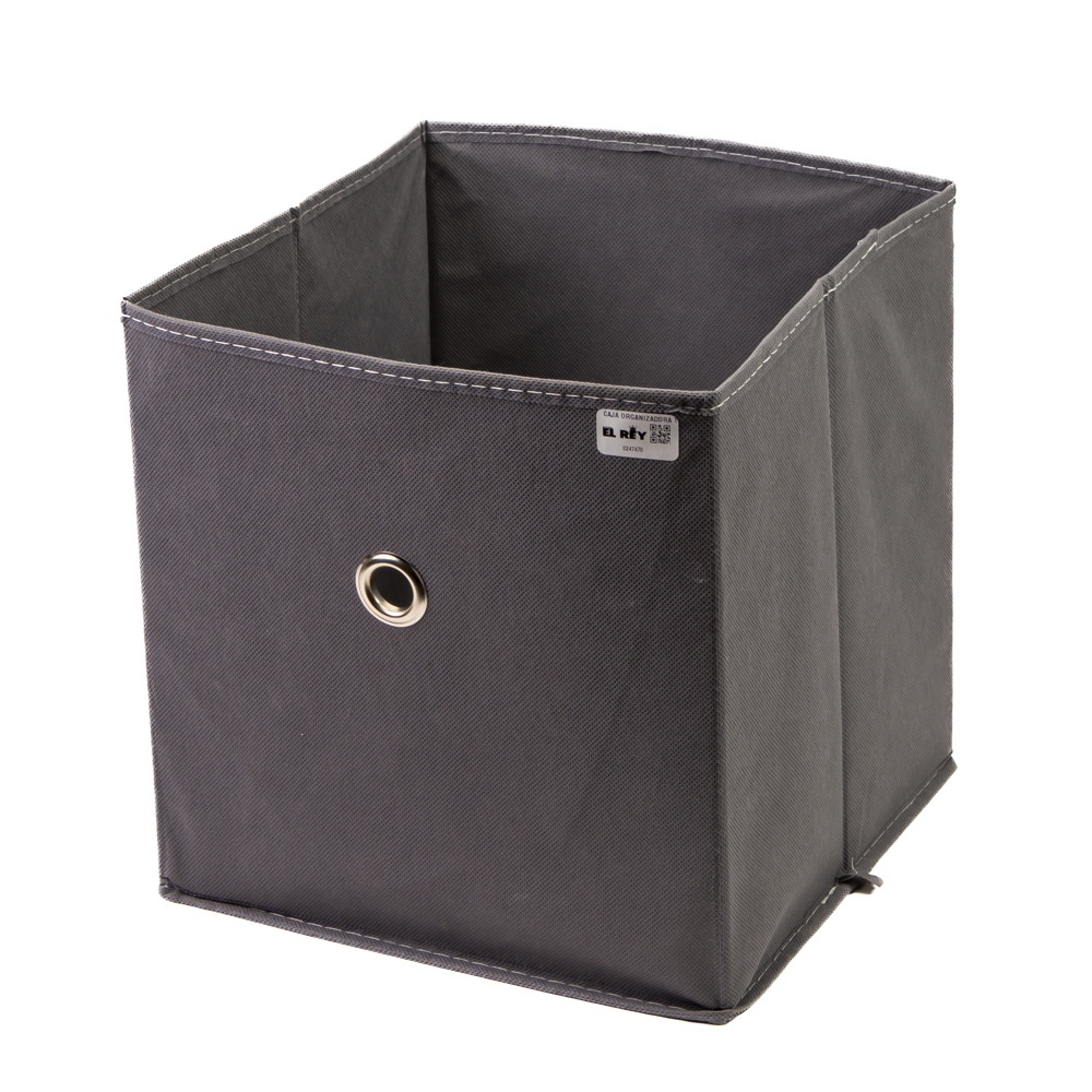 Caja organizadora tela cuadrada lisa 28x28x28cm gris