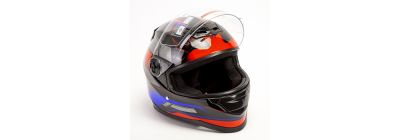 Casco estampado rayas XL negro rojo y azul