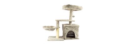 Rascador para mascota afelpado gris beige