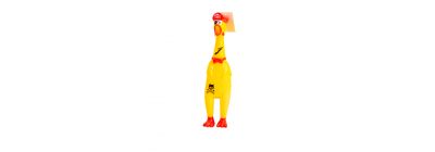 Pollo plástico pirata squeeze 32cm amarillo y rojo