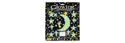 Figuras luna y estrellas fluorescentes