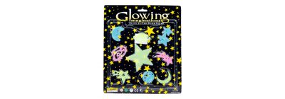 Figuras fluorescentes luna y planeta