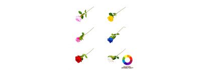 Rosa artificial con hojas surtida