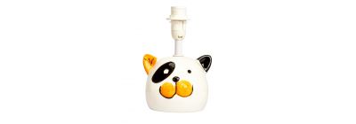Lámpara porcelana gato con relieve blanco