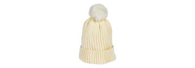 Gorro niña rayas pompom