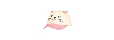 Gorra para niña bordado gato rosado