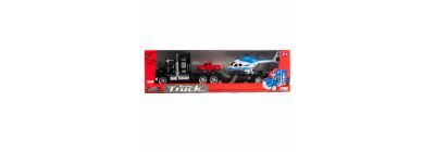 Tráiler plástico liso con vehiculo y helicóptero +3a surtido