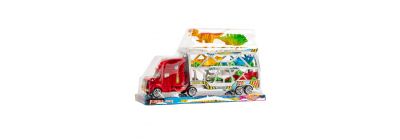Tráiler plástico con remolque vehiculo y dinosaurio +6a surtido
