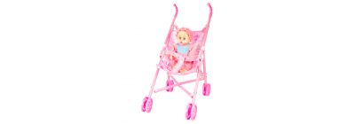 Coche con muñeca bebé +3a rosado