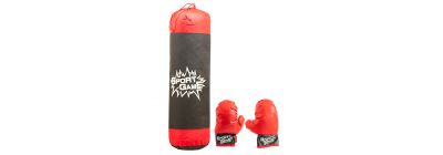 Saco boxeo tela estampado sport game y guantes +6a