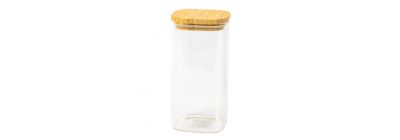Frasco vidrio liso con tapa bambú 700ml transparente