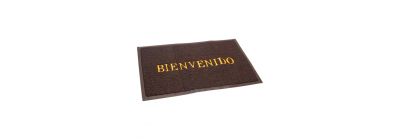 Alfombra hule bienvenido café