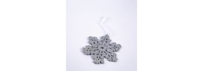 Figura colgante copo nieve escarchado 11cm plateado