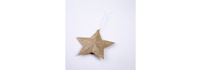 Figura colgante estrella con escarcha 11cm champagne