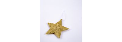 Figura colgante estrella con escarcha 11cm dorado