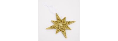 Figura colgante estrella escarchada 12cm dorado