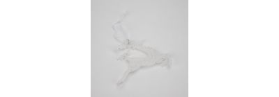 Figura colgante reno escarchado 12cm blanco tornasol