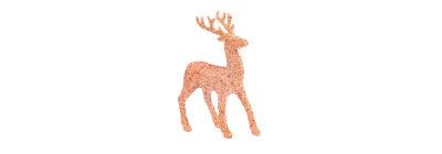 Reno escarchado navideño 20x30cm oro rosa