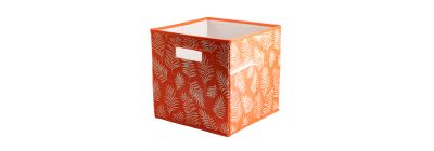 Caja organizadora cuadrada estampado hojas 30x30x30cm naranja y beige