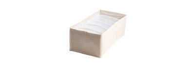 Organizador tela rectangular liso con zipper 15x30x11cm beige