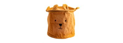 Bolsa tela para almacenamiento afelpada figura oso con asas 30x31cm marrón