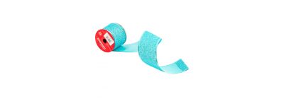 Cinta decorativa navideña escarchada 3yrdx6.3cm celeste