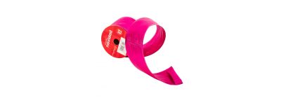 Cinta decorativa navideña con detalle rayas 3yrdx6.3cm fucsia