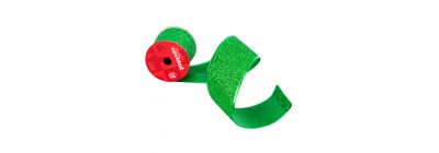 Cinta decorativa navideña escarchada 3yrdx6.3cm verde