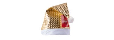 Gorro navideño con relieve metalizado 28x39cm dorado blanco