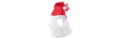 Gorro navideño liso con barba 28x35cm rojo y blanco