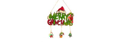 Figura colgante madera Merry grinchmas 16.5x20x0.5cm multicolor