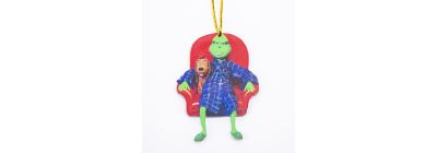 Figura colgante acrílica navideña grinch y sofa 8cm multicolor