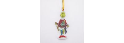 Figura colgante acrílica navideña grinch con calcetines 8cm multicolor