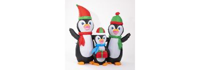 Inflable navideño familia pingüinos con luz 12v 150cm multicolor