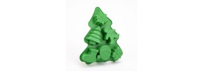 Molde silicón árbol navideño con figuras 6und verde