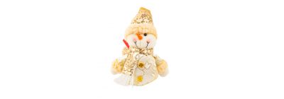 Peluche navideño muñeco nieve afelpado con lentejuela 26cm