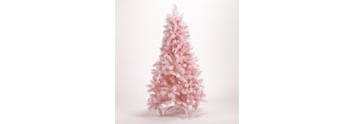 Árbol artificial nevado navideño 150cm rosado y blanco
