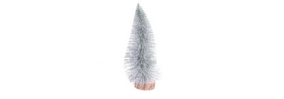 Árbol artificial navideño liso y escarchado 28cm plateado y verde