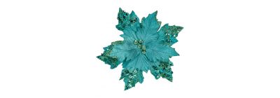 Flor turquesa afelpada 24cm