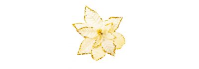 Flor artificial navideña liso con lentejuelas 21cm dorado