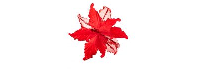 Flor artificial navideña lisa escarchada con lentejuela 28cm rojo