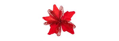 Flor artificial navideña lisa y escarcha textura 24cm rojo