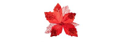 Flor artificial navideña lisa escarchada lentejuela 24cm rojo