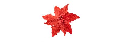 Flor artificial navideña lisa escarchada con lentejuela 26cm rojo